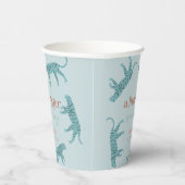 Little Tiger Modern Blue Boy Baby shower Papieren Bekers (Rechts)