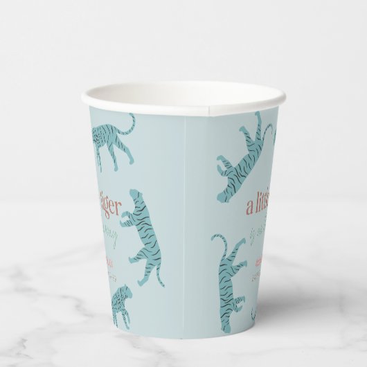Little Tiger Modern Blue Boy Baby shower Papieren Bekers (Rechts)