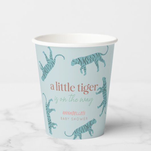 Little Tiger Modern Blue Boy Baby shower Papieren Bekers (Voorkant)