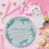 Little Tiger Modern Blue Boy Baby shower Papieren Bordje (Feest)