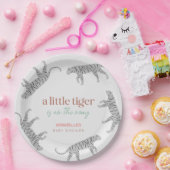 Little Tiger Modern Gray Baby Shower  Papieren Bordje (Feest)