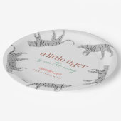 Little Tiger Modern Gray Baby Shower Papieren Bordje (Gekanteld)