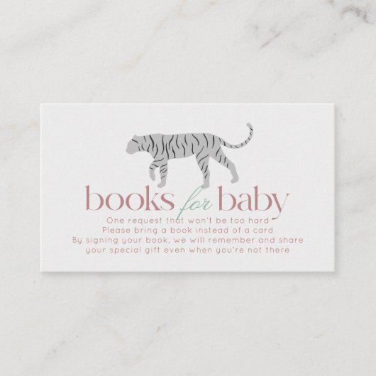 Little Tiger Modern Grey Baby shower Boek aanvrage Informatiekaartje (Voorkant)