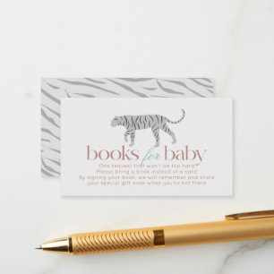 Little Tiger Modern Grey Baby shower Boek aanvrage Informatiekaartje