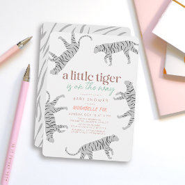 Little Tiger Modern grijs Baby shower Kaart