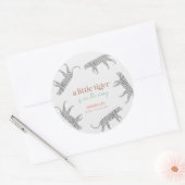 Little Tiger Modern grijs Baby shower Ronde Sticker (Envelop)