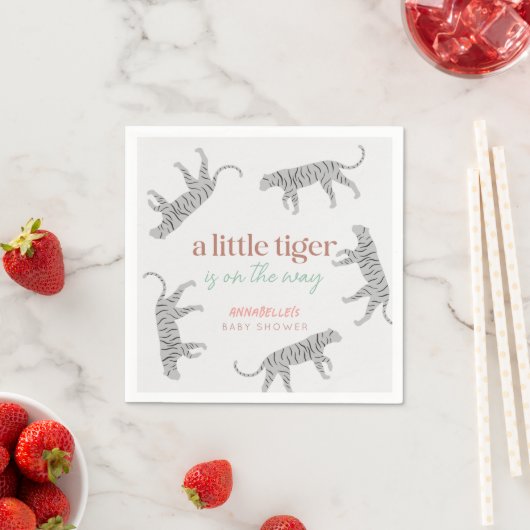 Little Tiger Modern grijs Baby shower Servet (Insitu)