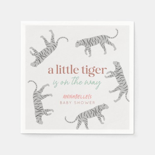 Little Tiger Modern grijs Baby shower Servet (Voorkant)