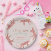 Little Tiger Modern Roze Meisje Baby shower Papieren Bordje (Feest)