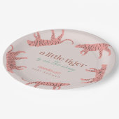 Little Tiger Modern Roze Meisje Baby shower Papieren Bordje (Gekanteld)