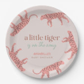 Little Tiger Modern Roze Meisje Baby shower Papieren Bordje (Voorkant)
