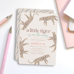 Little Tiger Modern Taupe-Baby shower Kaart