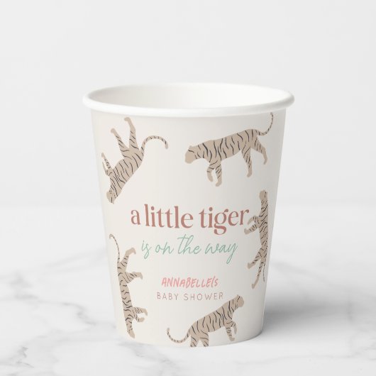 Little Tiger Modern Taupe-Baby shower Papieren Bekers (Achterkant)