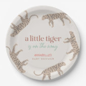 Little Tiger Modern Taupe-Baby shower Papieren Bordje (Voorkant)