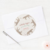 Little Tiger Modern Taupe Baby Shower Ronde Sticker (Envelop)
