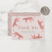 Little Tiger Pink Girl Baby shower Dank je wel Notitiekaartje (Voorkant / Achterkant in situ)