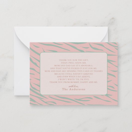 Little Tiger Pink Girl Baby shower Dank je wel Notitiekaartje (Achterkant)