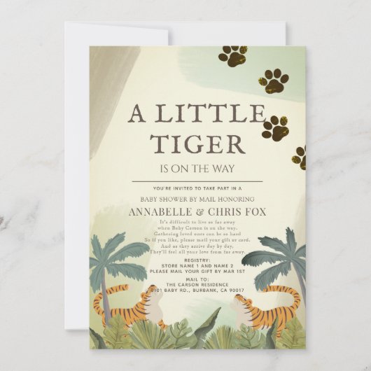Little Tiger Safari Oerwoud Baby shower by Mail Kaart (Voorkant)