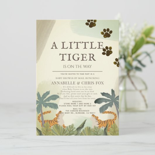 Little Tiger Safari Oerwoud Baby shower by Mail Kaart (Staand voorkant)