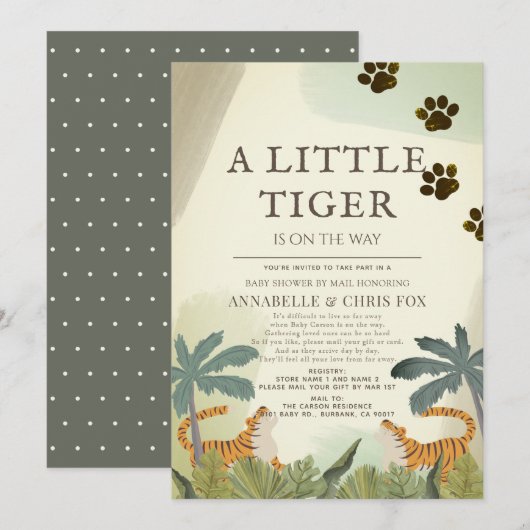 Little Tiger Safari Oerwoud Baby shower by Mail Kaart (Voorkant / Achterkant)