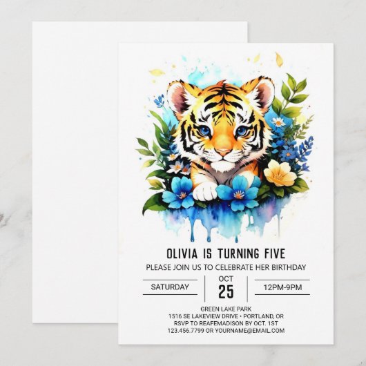 Little Tiger's Adventure Boy Verjaardag Kaart (Voorkant / Achterkant)