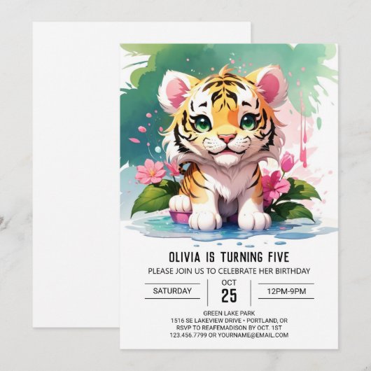 Little Tiger's Oerwoud Verjaardag Kaart (Voorkant / Achterkant)