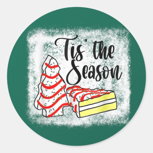 Little Tis' The Season Christmas Tree Cakes Debbie Ronde Sticker (Voorkant)
