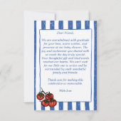 Little tomato blue stripes Italian baby shower Bedankkaart (Achterkant)