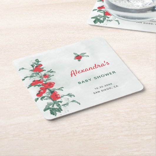 Little Tomato Rustic Chic Waterverf Baby shower Kartonnen Onderzetters (Schuin)