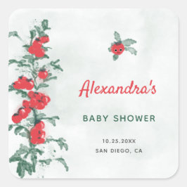 Little Tomato Rustic Chic Waterverf Baby shower Vierkante Sticker