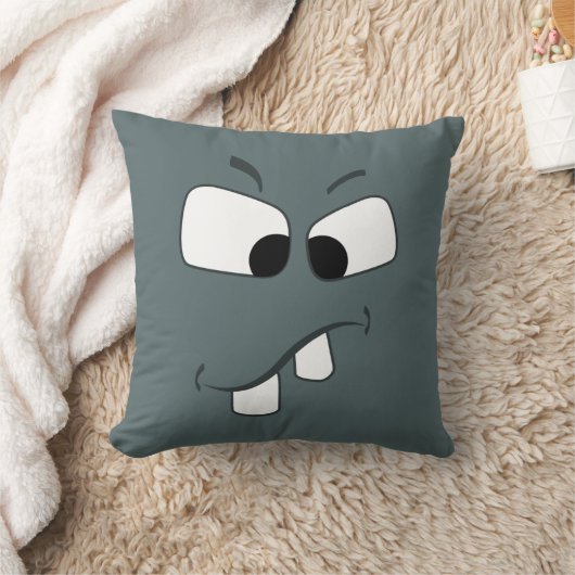 Little Tooth Cute Illustrated Blue Face Pillow Kussen (Deken)