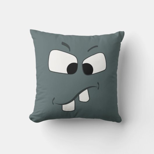 Little Tooth Cute Illustrated Blue Face Pillow Kussen (Voorkant)