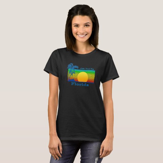 Little Torch Key Florida Retro Tropical Beach Suns T-shirt (Voorkant volledig)