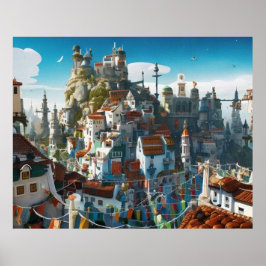 Little Tourist town Modern berg fantasy Poster