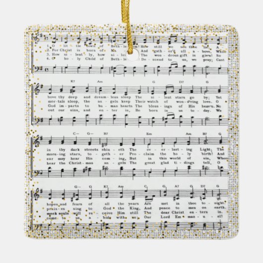 Little Town Bethlehem Bladmuziek Kerstmis Keramisch Ornament (Voorkant)