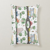 Little Town & Cars kleurrijk patroon Accent Kussen (Voorkant(Verticaal))