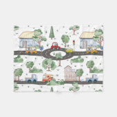 Little Town & Cars kleurrijk patroon Fleece Deken (Voorkant (Horizontaal))