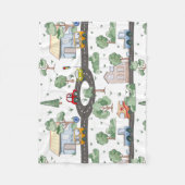 Little Town & Cars kleurrijk patroon Fleece Deken (Voorkant)