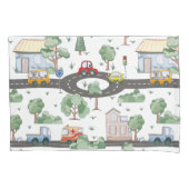 Little Town & Cars kleurrijk patroon Kussensloop (Voorkant)