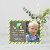 Little Tractor Boys Verjaardagsfeestje Foto Kaart (Staand voorkant)