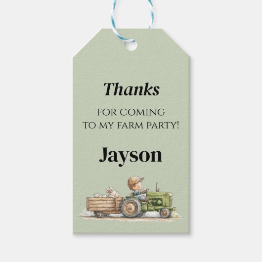 Little Tractor Farm Birthday Cadeaulabel (Voorkant)