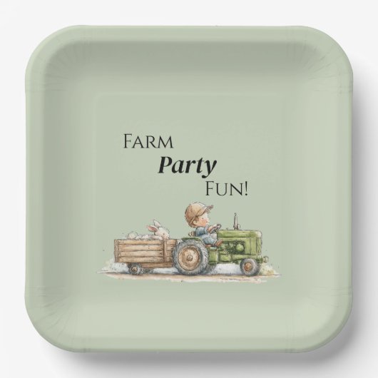 Little Tractor Farm Birthday Papieren Bordje (Voorkant)