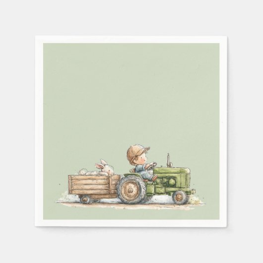 Little Tractor Farm Birthday Servet (Voorkant)