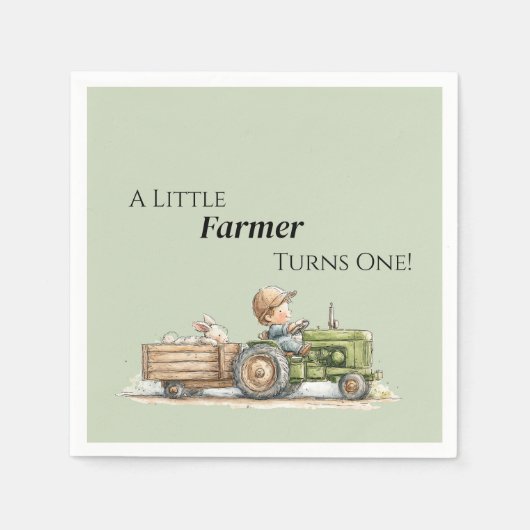 Little Tractor Farm Birthday Servet (Voorkant)