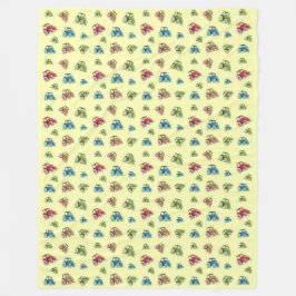 Little Tractors Fleece Blanket, lemon