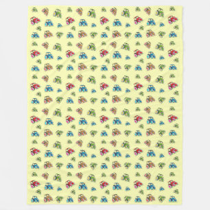 Little Tractors Fleece Blanket, lemon Deken