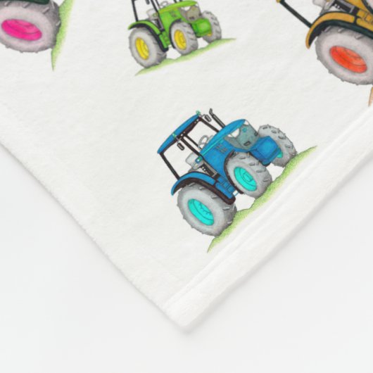 Little Tractors Fleece Blanket, White (Hoek)