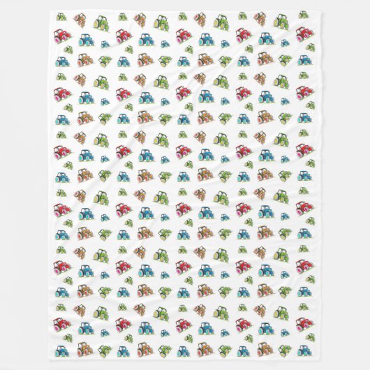 Little Tractors Fleece Blanket, White Deken (Voorkant)