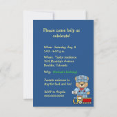 Little Train Engineer Teddy Bear Birthday Party Kaart (Achterkant)