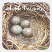 Little Treasures Bird Nest Eggs Foto Vierkante Sticker (Voorkant)